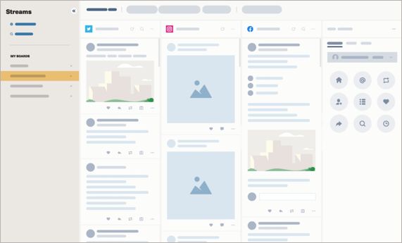 Visualização do Hootsuite Streams.