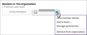 Beispielorganisation mit den Mitgliedern in diesem Organisationsbereich. Die Einstellungen sind ausgewählt und zeigen die Option Aus Organisation entfernen an.