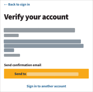 La página Verifica tu cuenta, donde se resalta dónde seleccionas que se te envíe el código de verificación a tu correo electrónico.