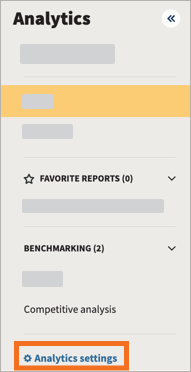 Paramètres d'analyse dans la navigation Analytics.
