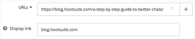 URL de exemplo e link de exibição.
