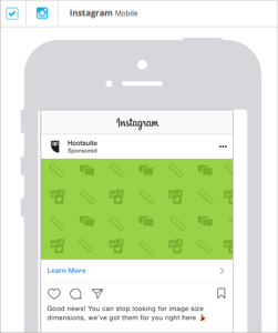 Selección móvil de Instagram con vista previa.