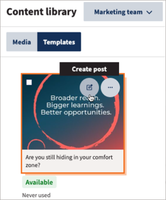 Opzioni del modello di contenuti con "comporre" evidenziato.