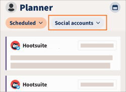 The social accounts filter highlighted in Planner.