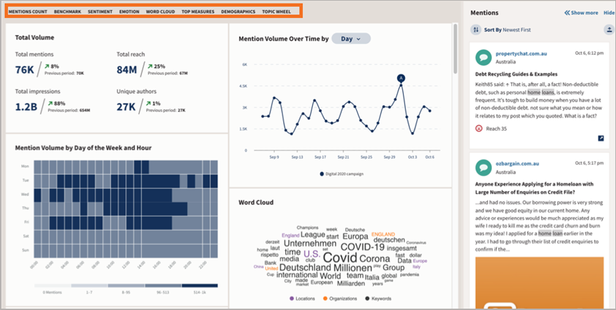 Example of the main Insights search results page.