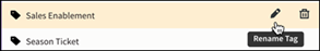 Example of a tag selected with rename tag highlighted.