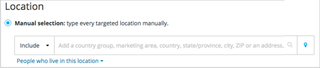 Location with manual selection enabled showing include box and people who live in this location option.