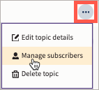 Actions with Manage subscribers highlighted.