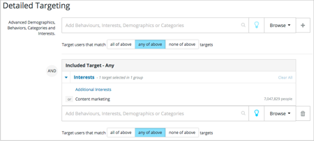 Detailed targeting with any of above selected showing options.