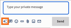 Zone de réponse pour une conversation avec Suggérer une réponse en utilisant l'IA en surbrillance.