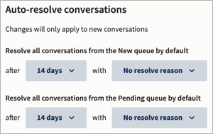 La sezione Risoluzione automatica delle conversazioni della pagina Preferenze.