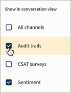 Das Unterhaltungsmenü zeigt die ausgewählten Autdit-Trails an. 