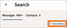 Contacts and Messages tabs with Show filters highlighted.