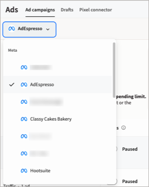 Example of the ad account picker.