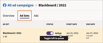 Pause an active ad set.