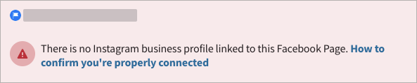 An error in the Instagram account selection modal that says There is no Instagram business profile found linked to this Facebook Page.