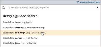 Example showing selecting a guided search.