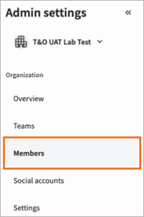 Admin settings with Members highlighted.