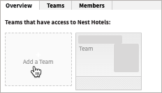 Sample organization with overview tab selected showing add a team option.