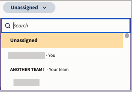 The location above the Reply box where you can assign the conversation to another agent or team.