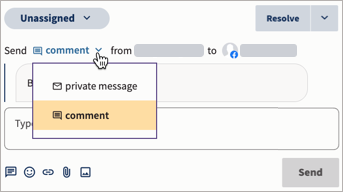 Selecting Private message above the Reply box on an Instagram comment.