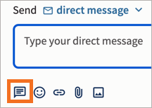 Reply box that highlights the add saved reply icon.