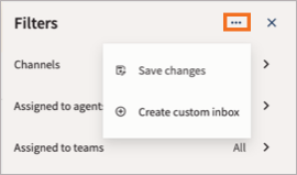 The Available actions menu for a custom inbox.
