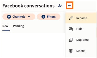 Three dots next to custom inbox name selected showing rename and delete.