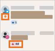 Two conversations, one with the orange dot highlighted, indicating that the conversation should be addressed. The other with a warning highlighted showing that the SLA is 6 days overdue.