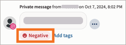 A sample message in the conversation view with Negative sentiment highlighted.