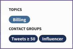 A message with an icon dispaying the number 3, as well as a billing topic and 2 contact groups.