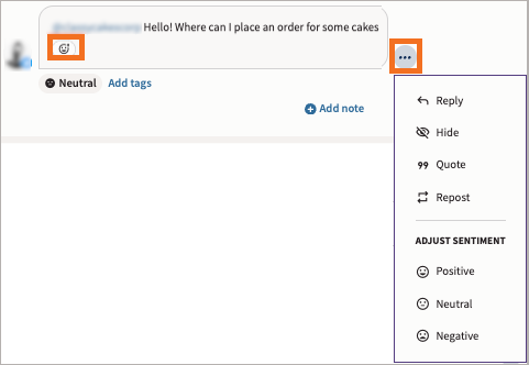 Message options showing reply, like, hide, quote, retweet, mute post, and mask.