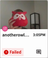 A failed scheduled post in Planner, shown with a red bar.