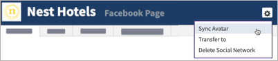 The Settings gear icon selected, showing the Sync Avatar option highlighted in the menu.
