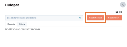 HubSpot app main screen with Create Contact highlighted.