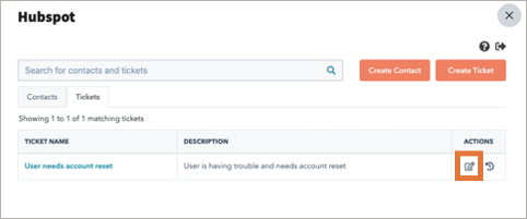 HubSpot main screen with edit highlighted.