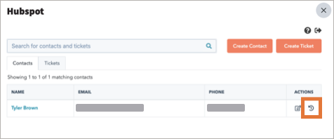 HubSpot main screen with clock option highlighted.