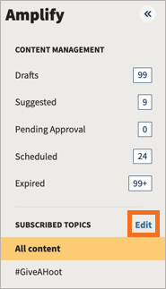 Amplify navigation with Edit highlighted.