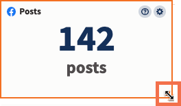 Analytics report tile with resize highlighted on the tile corner.