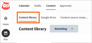 The Content page in Plan, with the Content library tab highlighted.