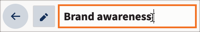 Report name box with Brand Awareness entered.