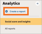 Analytics navigation with new report button highlighted.