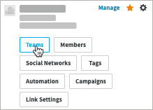 Manage area for a sample organization with teams option highlighted.