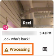 A sample post card in Plan with a "Processing" label.