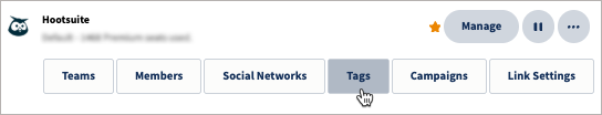 Sample organization with Tags highlighted.