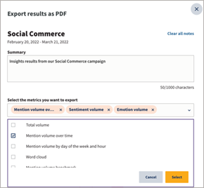 Export results as a PDF options.