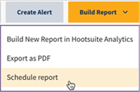 Build report list with Schedule report highlighted.