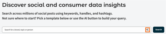 The Quick Search field in Listening, with the AI Query Builder icon highlighted.