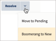 Conversation state actions selected with Boomerang to New highlighted.