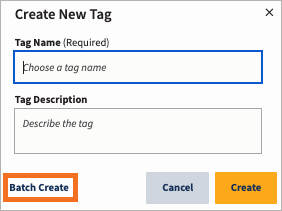 Create new tag with Batch Create highlighted.